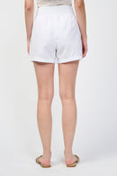 Shorts de algodón a rayas - Blanco - Mujer