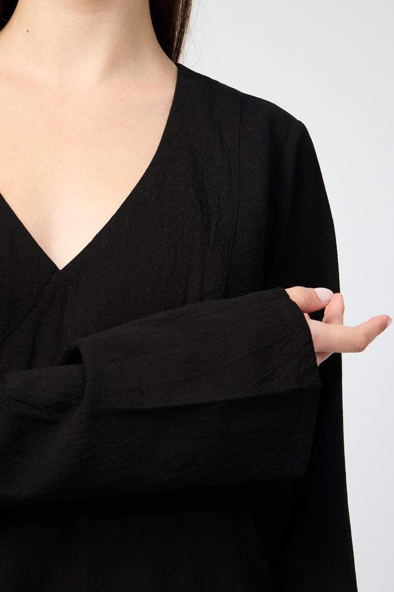 Vestido de viscosa con costuras vistas - Negro - Mujer