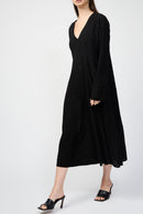 Vestido de viscosa con costuras vistas - Negro - Mujer
