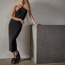 Robe De Cocktail Croisée Dans Le Dos - Noir - Femme