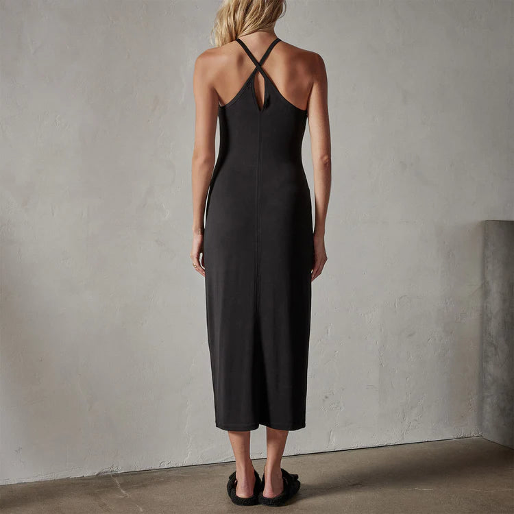 Robe De Cocktail Croisée Dans Le Dos - Noir - Femme
