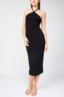 Robe De Cocktail Croisée Dans Le Dos - Noir - Femme