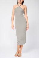 Robe De Cocktail Croisée Dans Le Dos - Béton - Femme