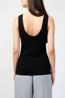 Camiseta sin mangas de cachemira Tencel con cuello redondo - Negro - Mujer