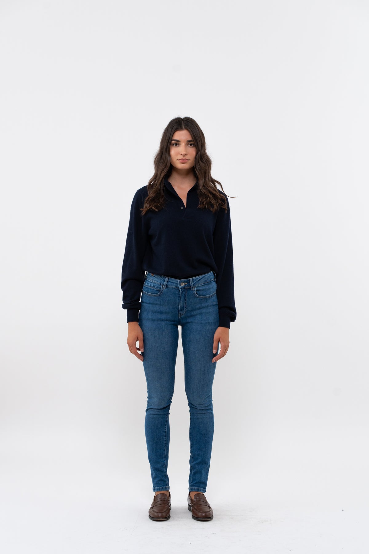 Pantalón slim Bamboo de denim - Azul medio - Mujer