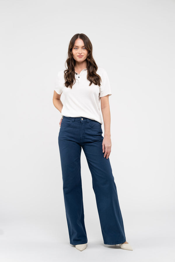 Pantalon Flare Scille Canvas - Bleu - Femme