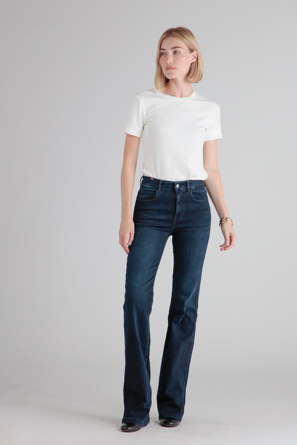 Pantalon Flare Dahlia Denim - Bleu Noir - Femme
