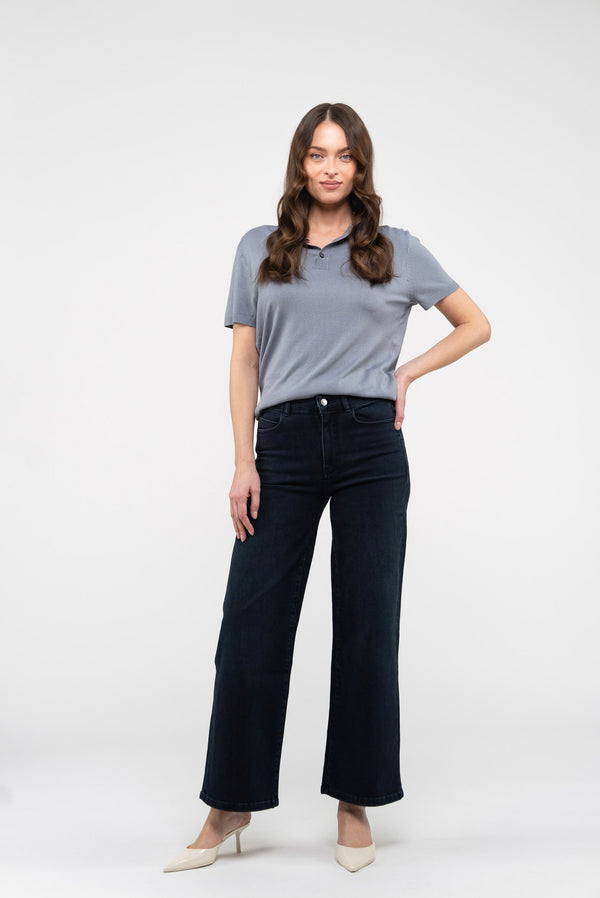 Pantalon Wide Leg Silene Denim - Bleu Noir - Femme