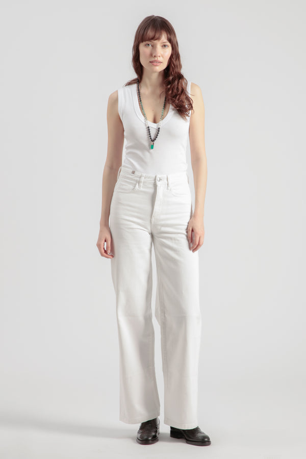 Pantalon Wide Leg Silene Colored - Blanc - Femme