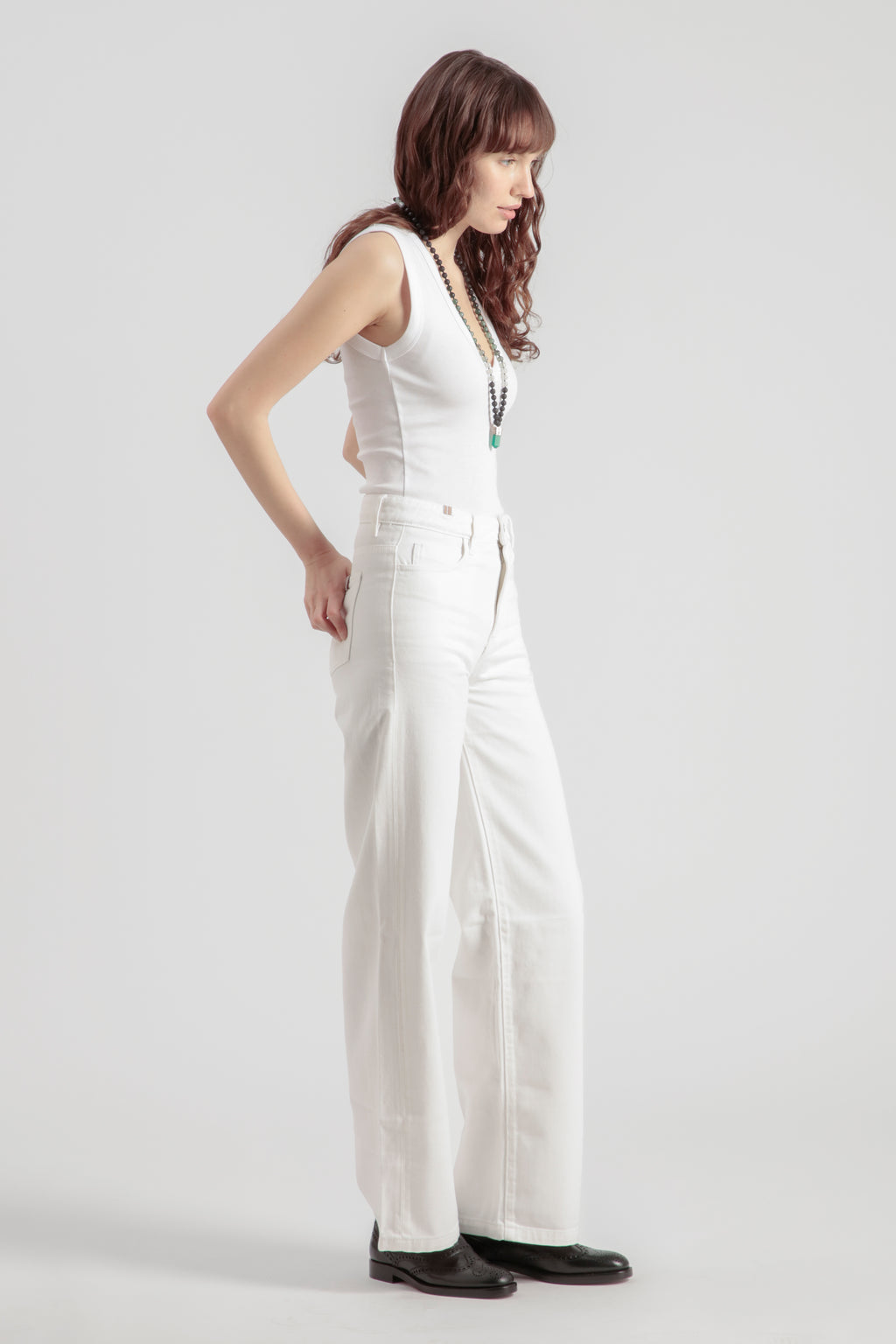 Pantaloni a gamba larga Silene colorati - Bianco - Donna