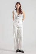 Pantalón acampanado Scille de algodón trenzado - Blanco - Mujer