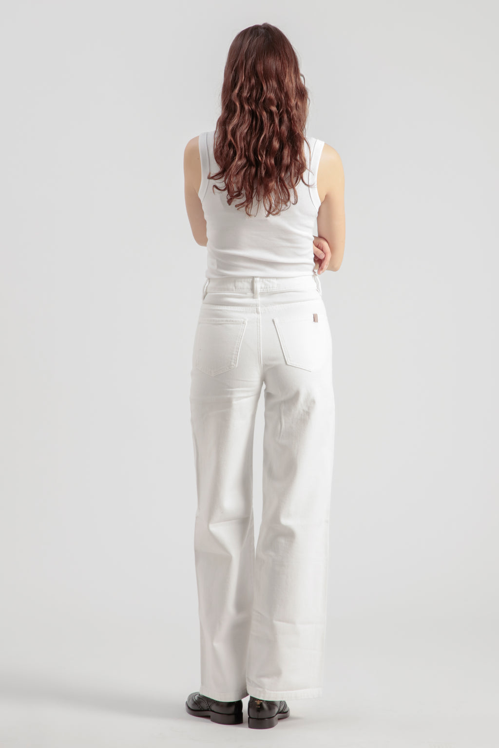 Pantalón acampanado Scille de algodón trenzado - Blanco - Mujer