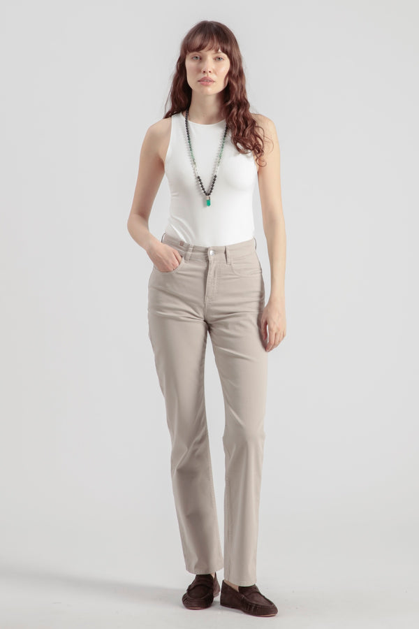 Pantalon Droit Absinthe Gabardine - Gris Clair - Femme