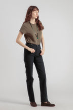 Pantalon Droit Absinthe Gabardine - Bleu Nuit - Femme