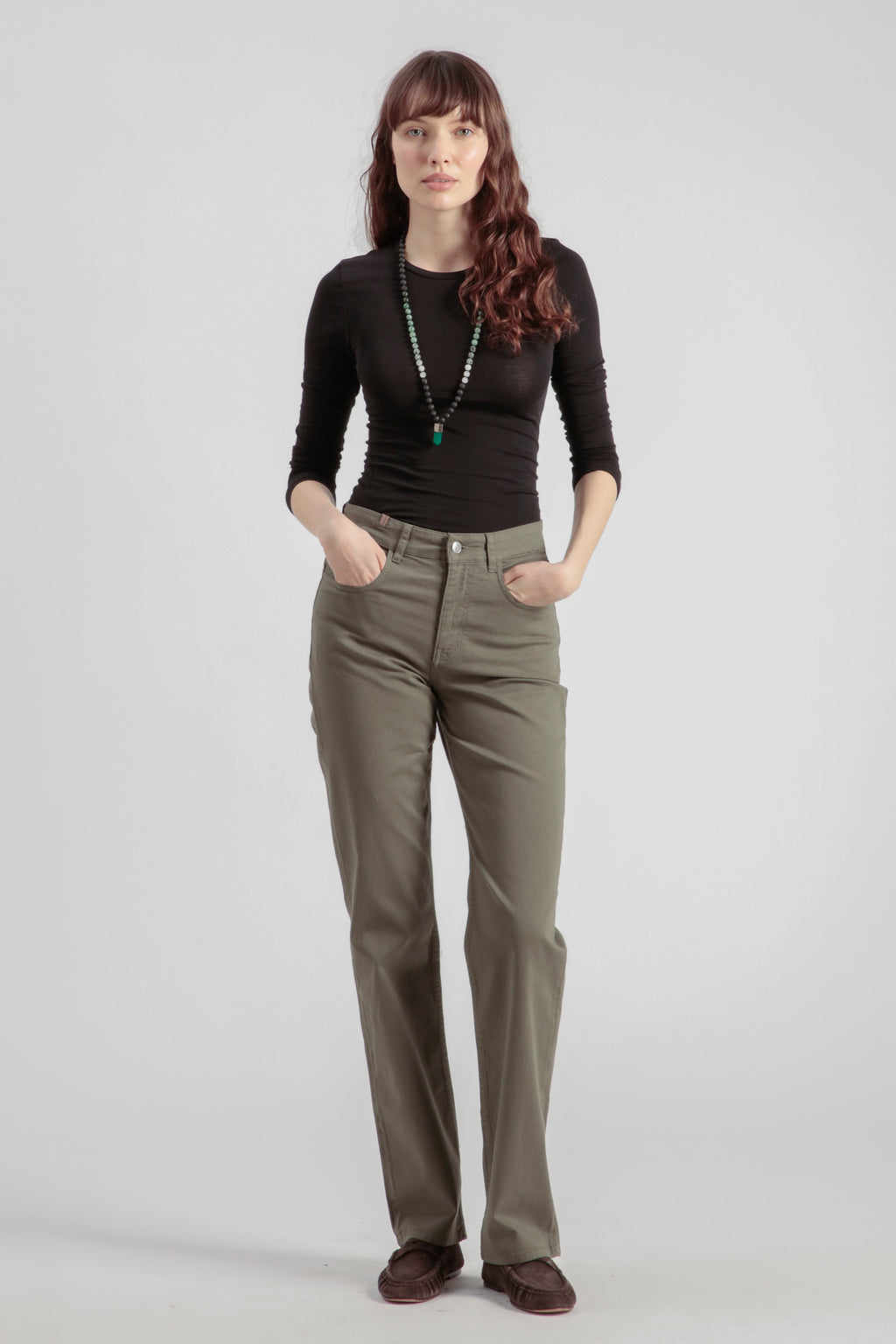 Pantalon Droit Absinthe Gabardine - Vert Olive - Femme