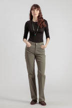 Pantalon Droit Absinthe Gabardine - Vert Olive - Femme