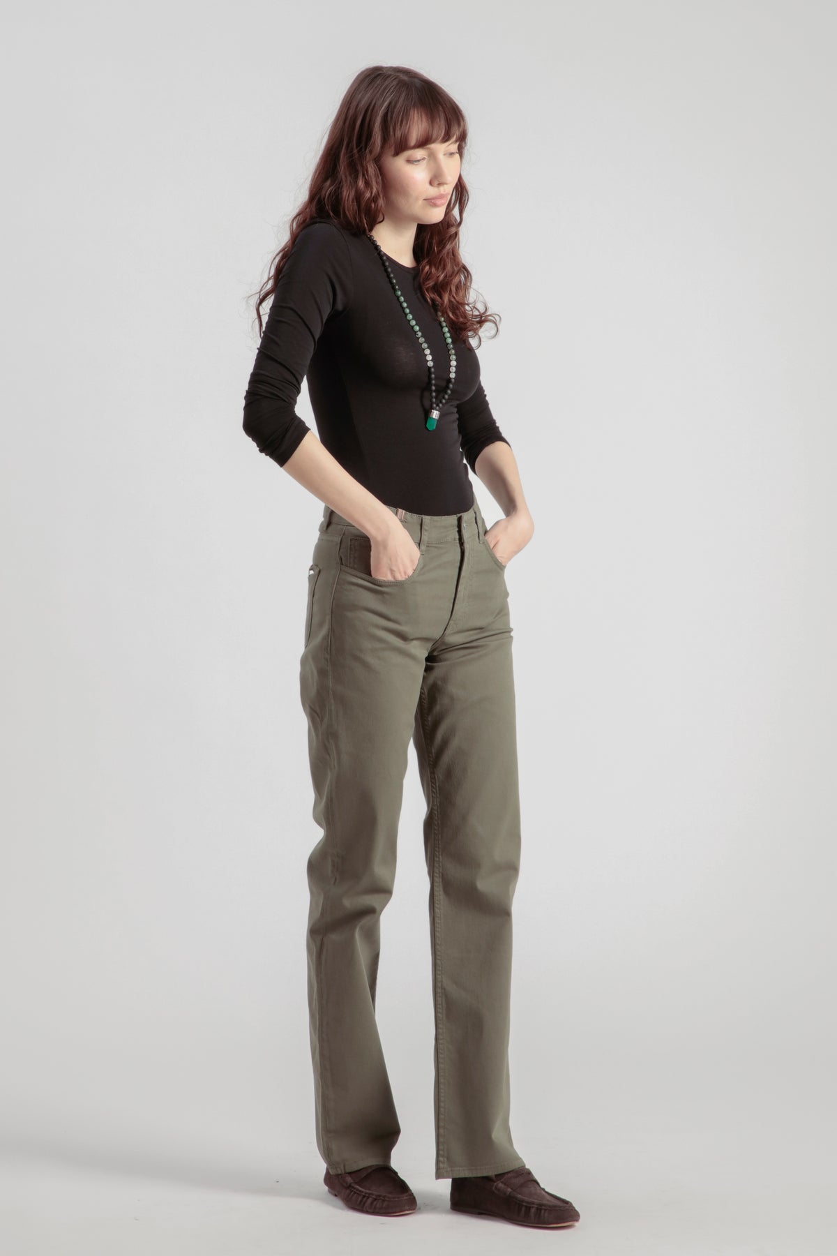 Pantalon Droit Absinthe Gabardine - Vert Olive - Femme