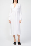 Robe Empire À Coutures Ouvertes Sur Le Devant - Blanc - Femme