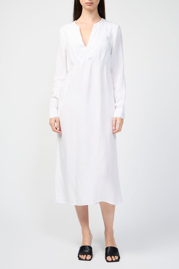 Open Front Seam Empire Dress - White - Women