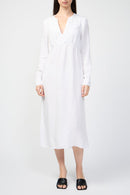 Vestido estilo imperio con costura delantera abierta - Blanco - Mujer