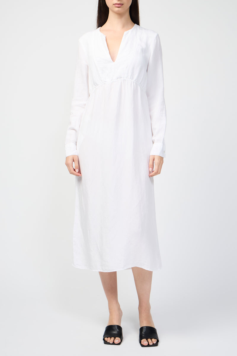 Vestido estilo imperio con costura delantera abierta - Blanco - Mujer