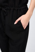 Tencil Linen Blend Romper - Black - Women