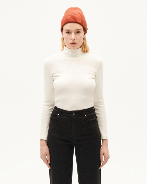 Aine Organic Cotton Ribbed Top - White