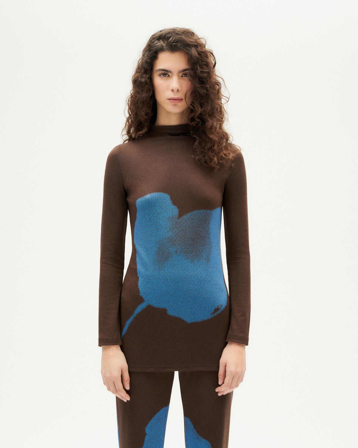 Top marrone a fiori Vela sostenibile-1