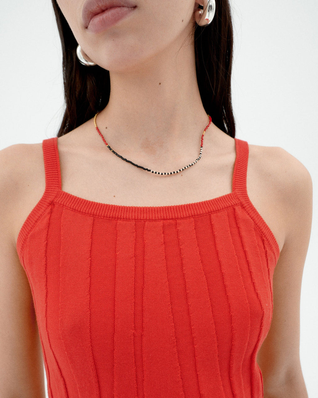 Top a spalline in maglia Nadine - Rosso