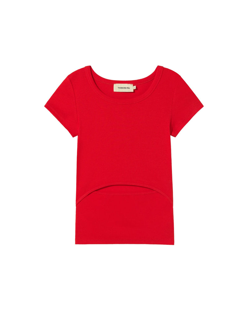 Top rojo Faye sostenible - silueta 1