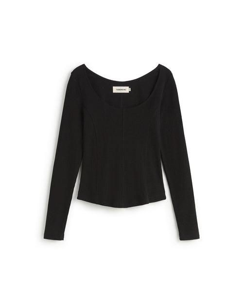 Top negro hemp Nadia sostenible silueta - 1