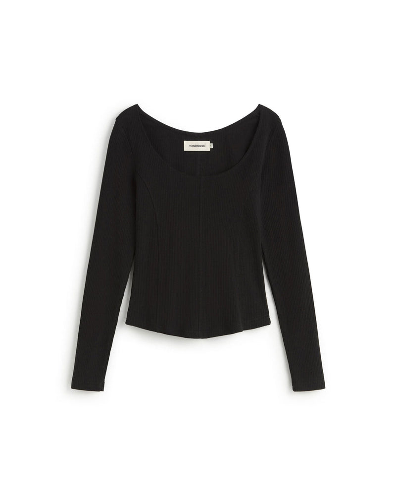 Top negro hemp Nadia sostenible silueta - 1