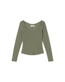 Top verde hemp Nadia sostenible silueta - 1
