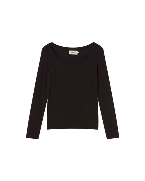 Top negro cashmere Casilda sostenible silueta - 1