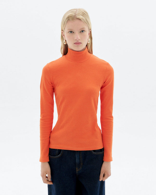 Oranger Rollkragen-Top Hanf Aine nachhaltig - 1