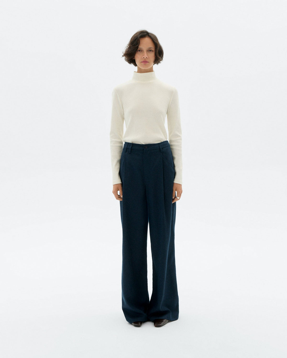 Top Col Roulé En Chanvre Aine - Blanc