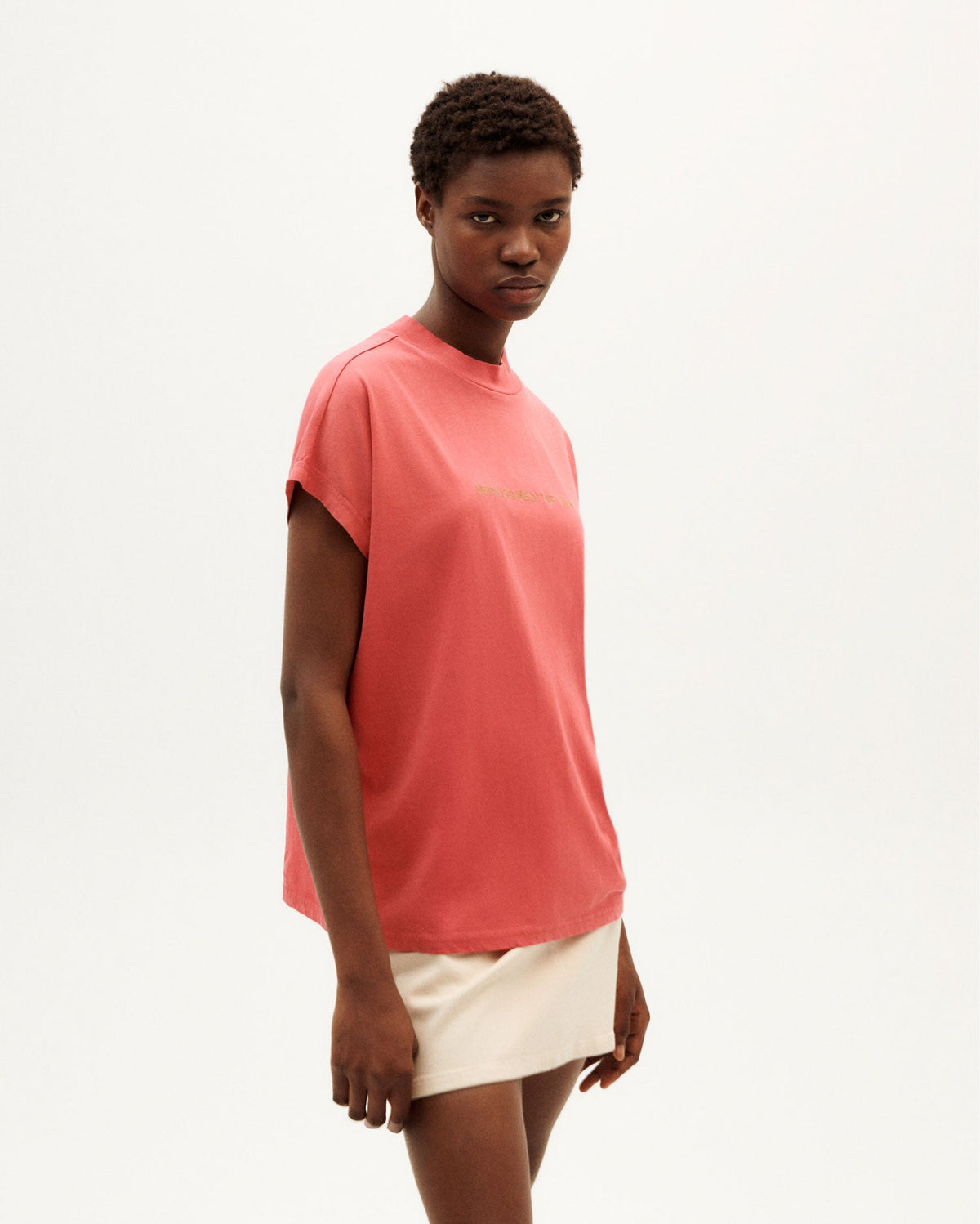 T-shirt rosa Here Comes The Sun sostenibile - 1