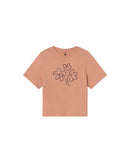 Camiseta rosa bordada a mano flower Lucia sostenible silueta - 1