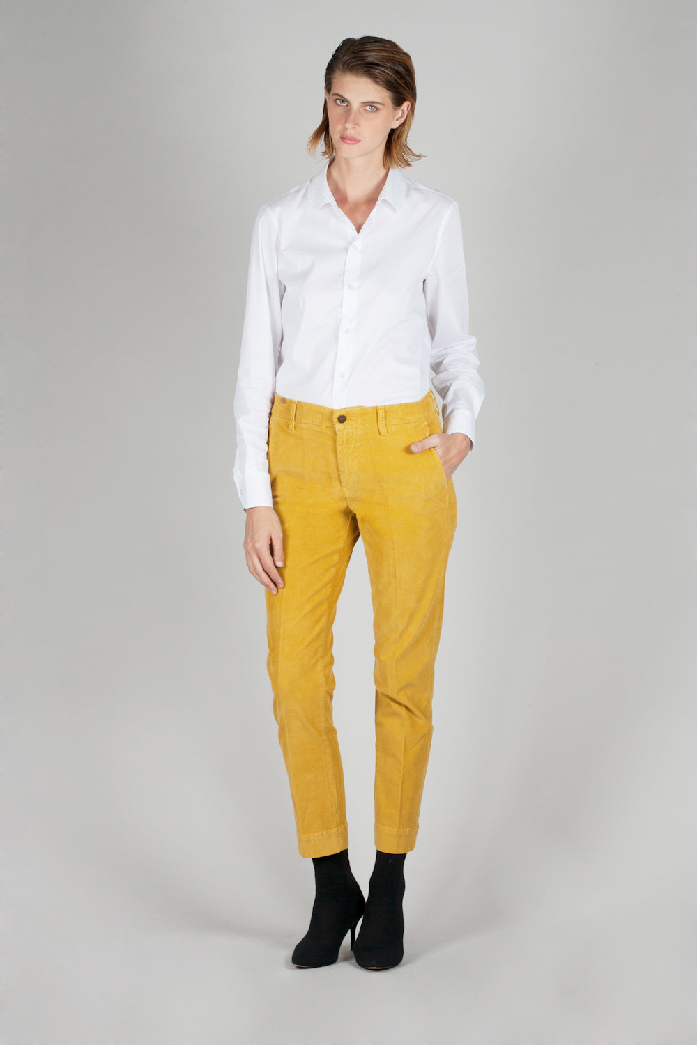 Pantalon Chino Tailored Cropped Corduroy - Ocre - Femme