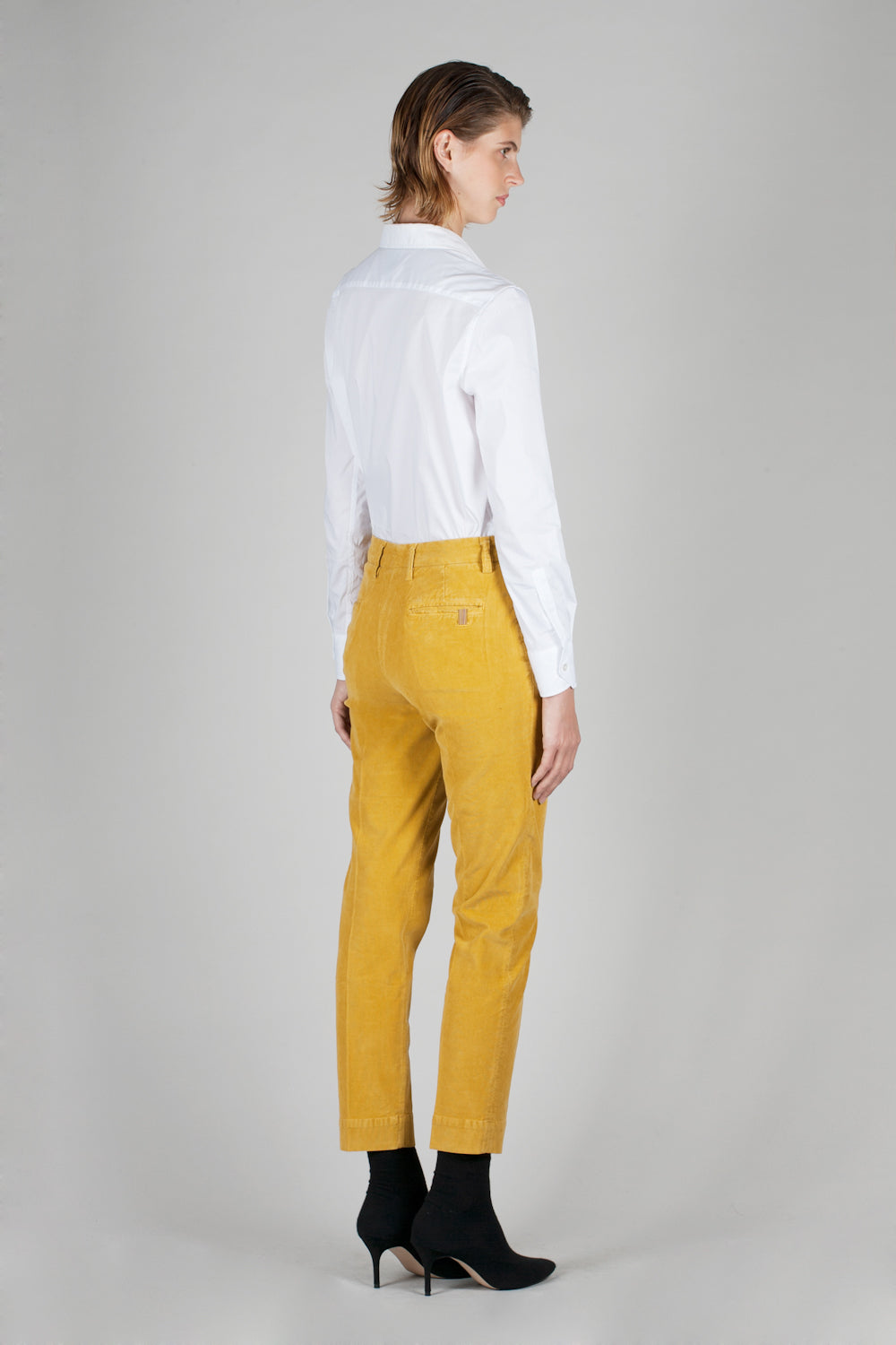 Pantalon Chino Tailored Cropped Corduroy - Ocre - Femme