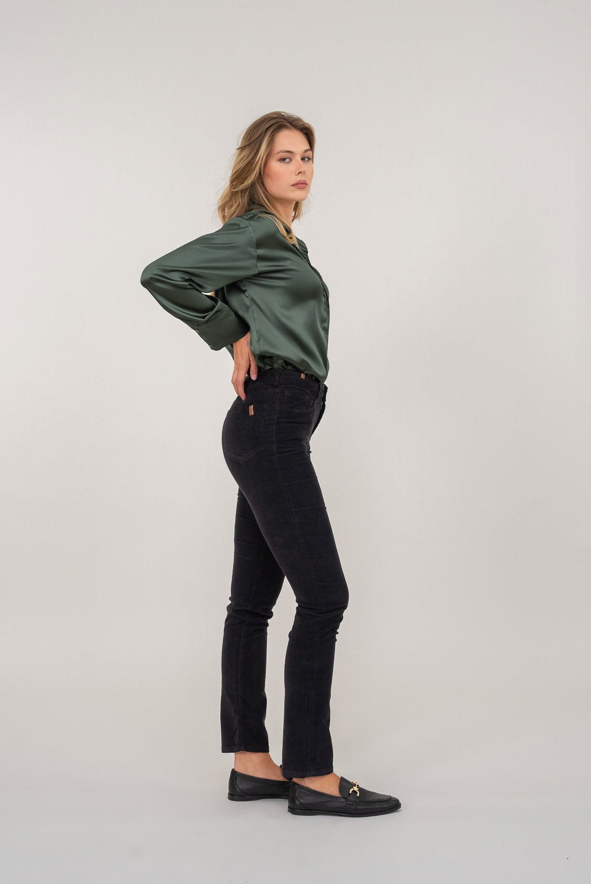 Pantalon Droit Nerium Velvet Corduroy - Noir - Femme