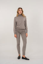 Pantalón ajustado Bamboo de terciopelo liso - Nube - Mujer