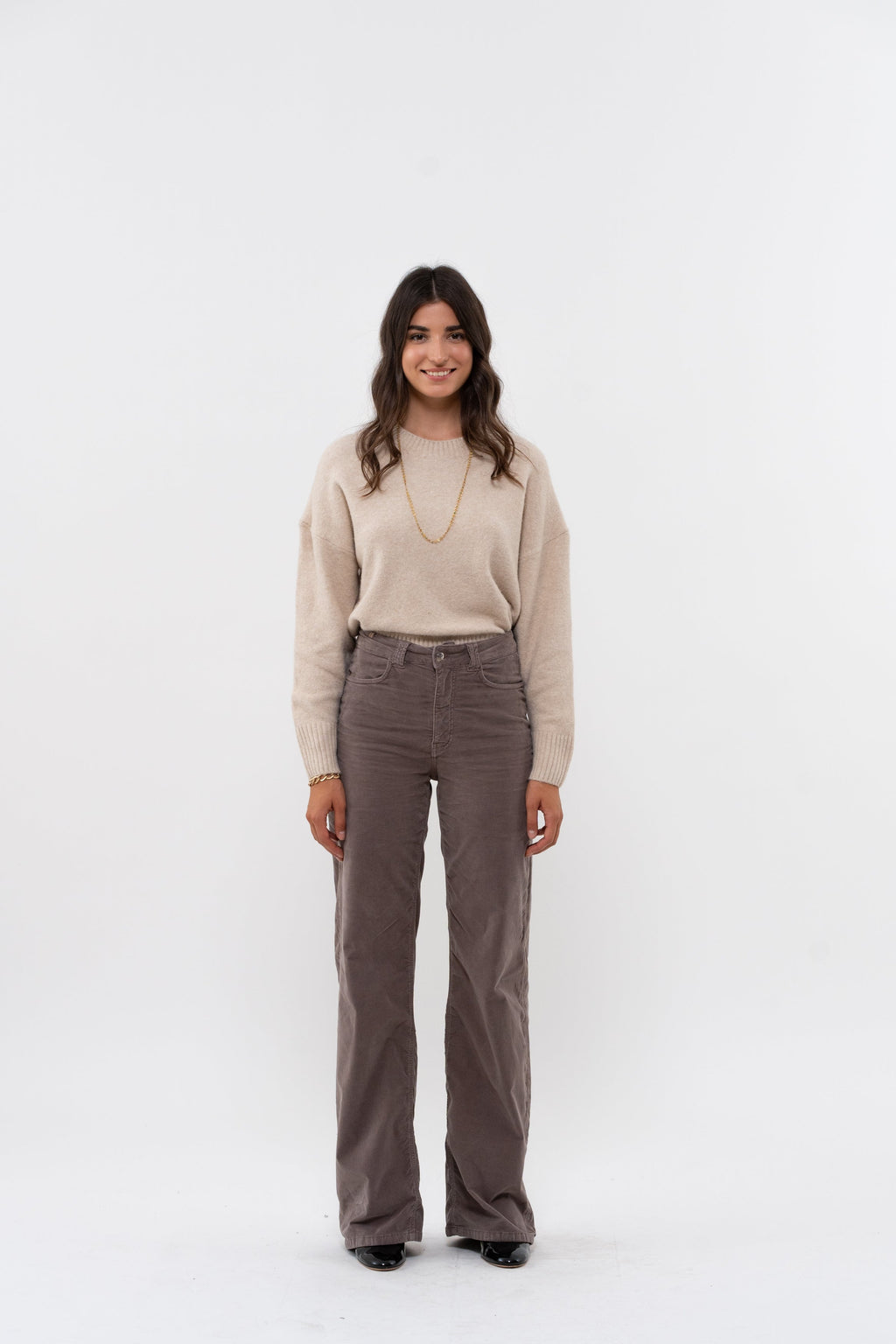 Scille Smooth Flare Trousers - Taupe - Women