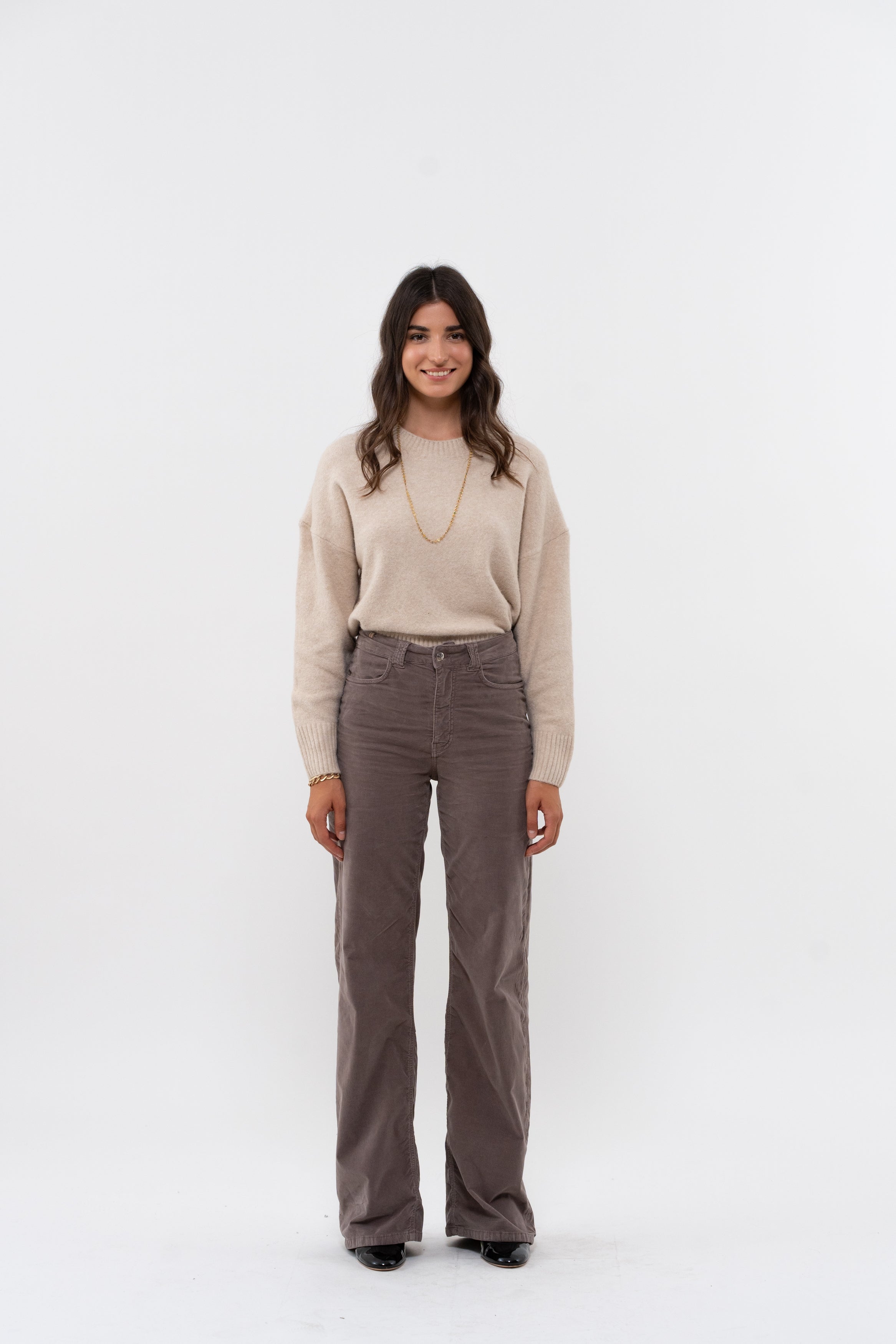 Scille Smooth Flare Trousers - Taupe - Women
