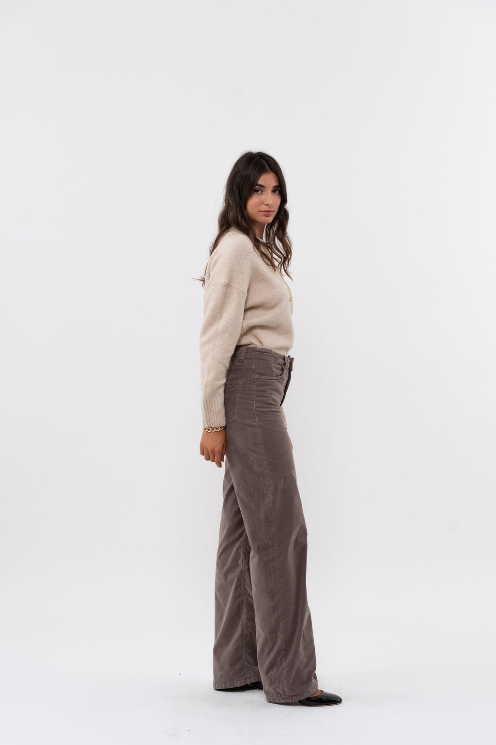 Scille Smooth Flare Trousers - Taupe - Women