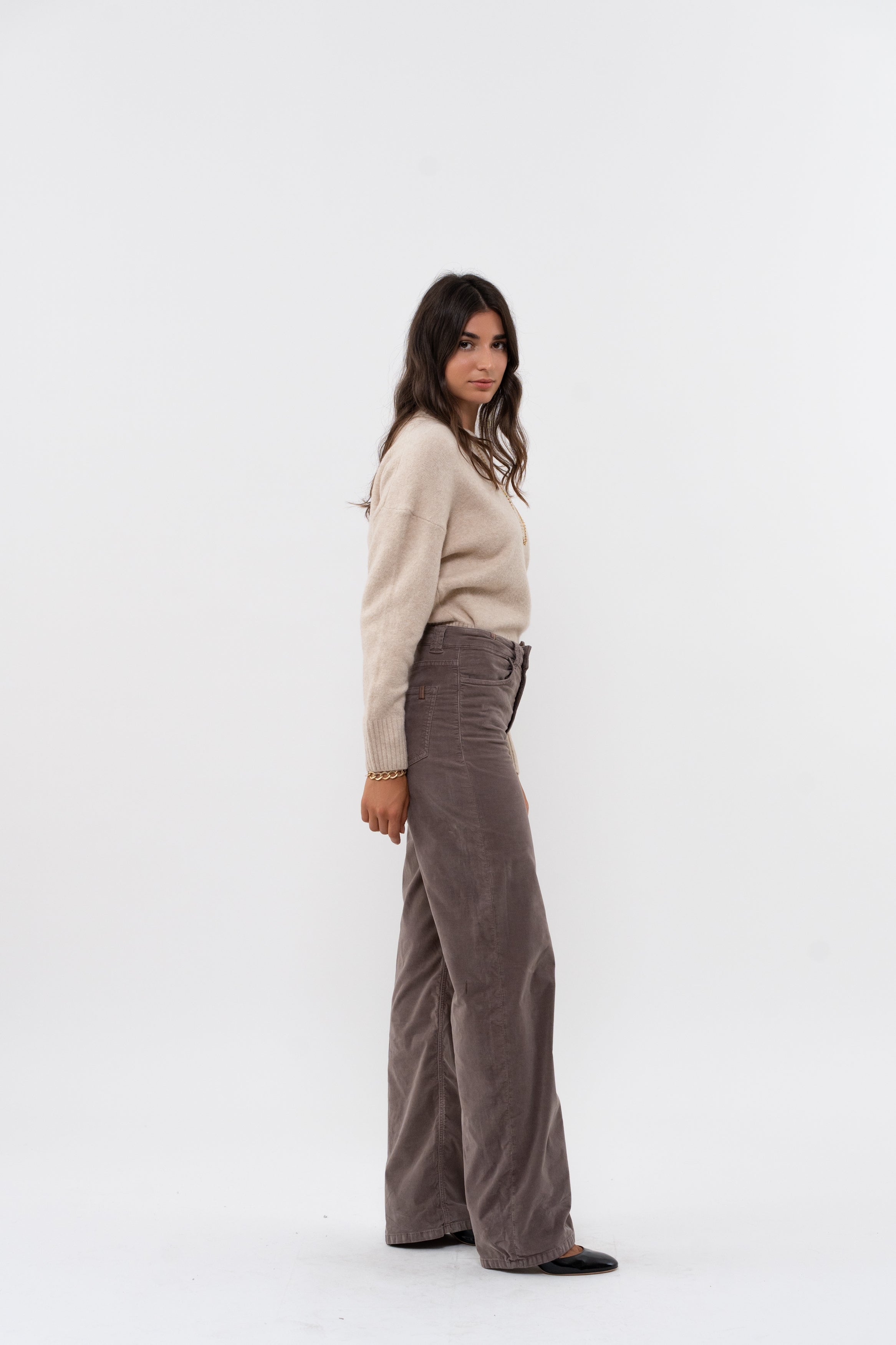 Scille Smooth Flare Trousers - Taupe - Women