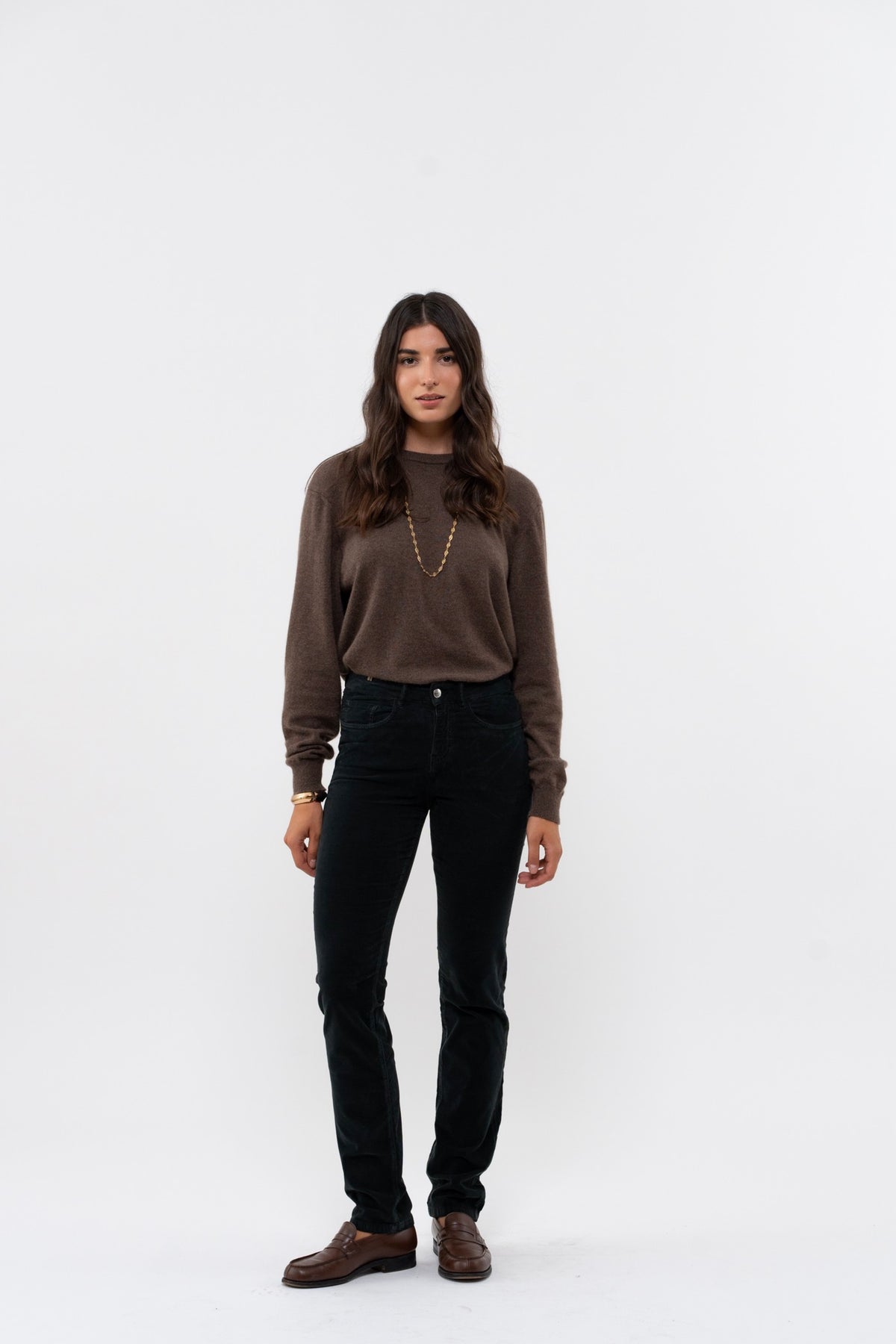 Nerium Velvet Straight-Leg Trousers - Dark Green - Women