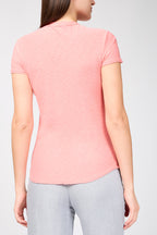 T-Shirt Col Rond Transparent Flammé - Flamant Rose - Femme
