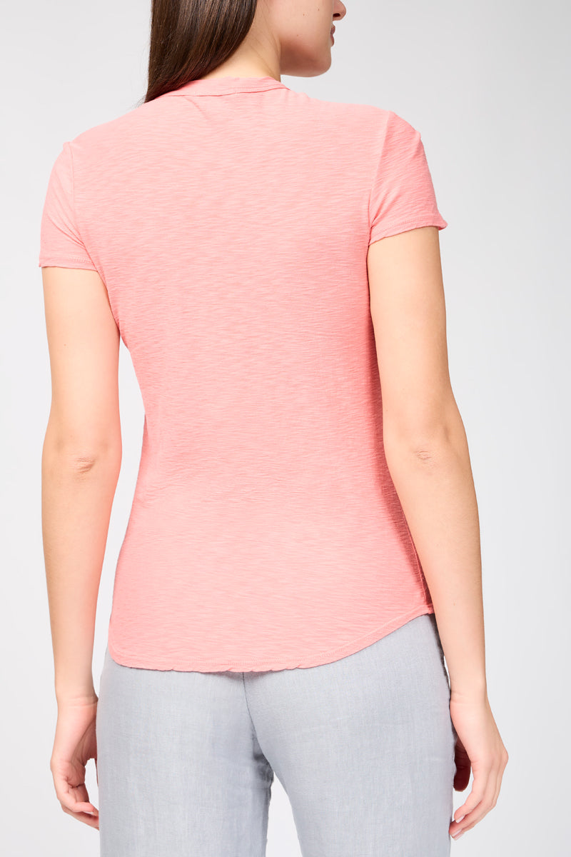 T-Shirt Col Rond Transparent Flammé - Flamant Rose - Femme