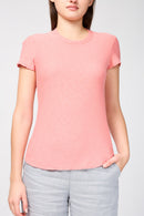 Camiseta flameada transparente con cuello redondo - Pink Flamingo - Mujer